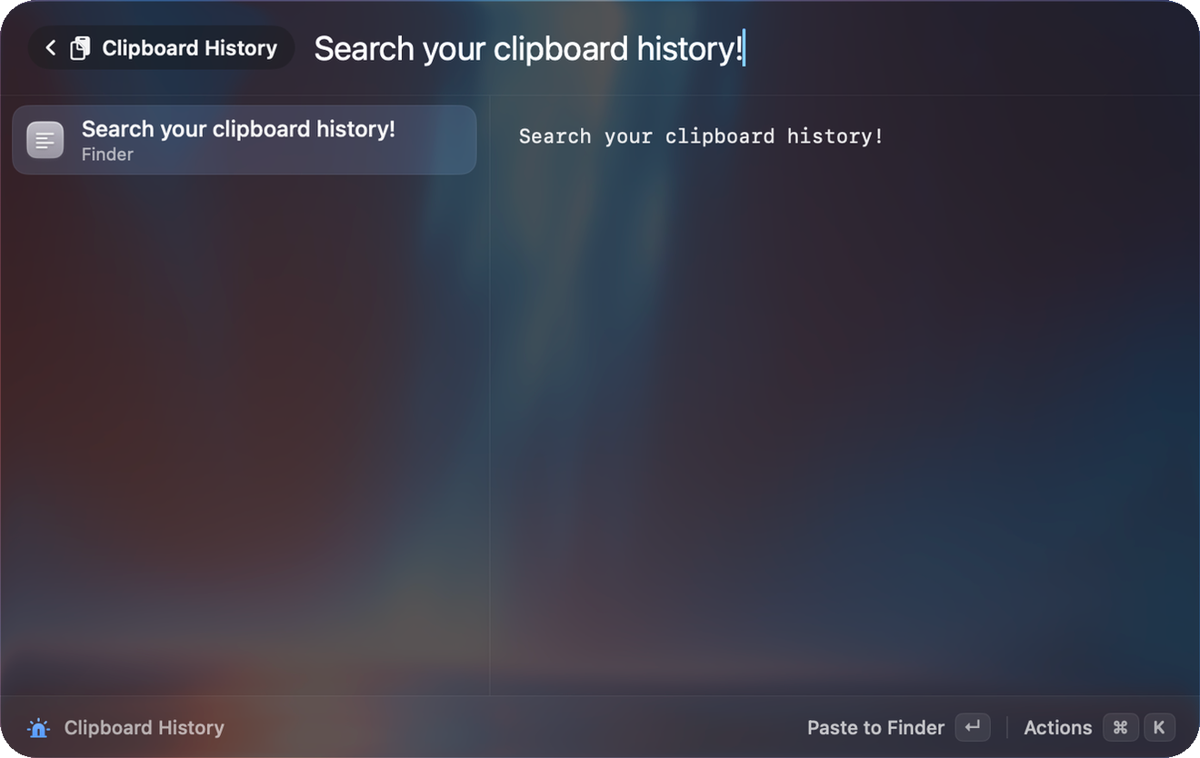 Beam clipboard history
